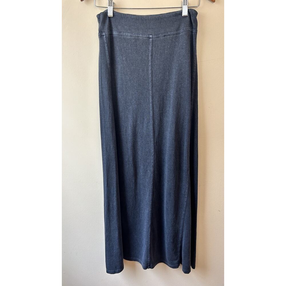 Poetry Natural Hemp Cotton Stretch Jersey Seamed Pull On Blue Gray Skirt 2